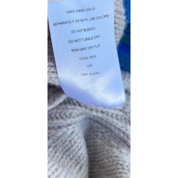 Mia Mai Wool Cashmere Sweater Womens S Beige Tan Basket Weave Short Sleeve - Picture 6 of 7